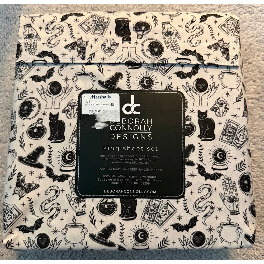 NEW Deborah Connolly Celestial Tarot Halloween Sheet Set KING